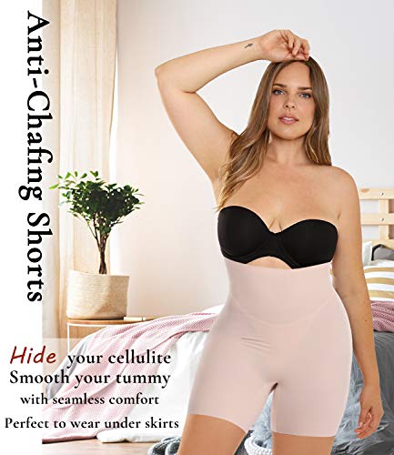SLIMBELLE Control de la Barriga Muslo Bragas más Delgadas Bragas Ropa Interior Levantador a Tope sin Costuras Calzoncillos de Cintura Alta Fortalecedor de Cadera Faja Moldeadora Beige M