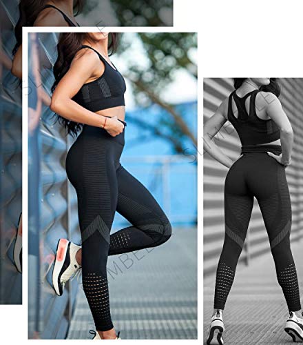 SLIMBELLE Mallas Push up Mujer Leggings Deportivos Pantalones Yoga Leggins de Cintura Alta Bolsillos Cortos Pantalón Deporte Verano para Fitness Correr Entrenamiento