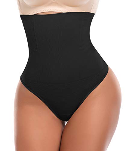 SLIMBELLE Tanga Faja Braga Reductora para Mujer Vientre Plano Braguitas Modeladora Cintura Alta-Negro-S