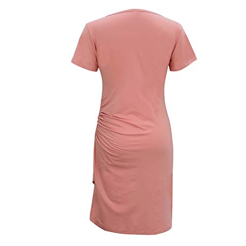 SLYZ Tendencias De La Moda De Primavera Y Verano De Las Mujeres Europeas Y Americanas Vestido De Mujer De Manga Corta con Cintura Plisada Entallada