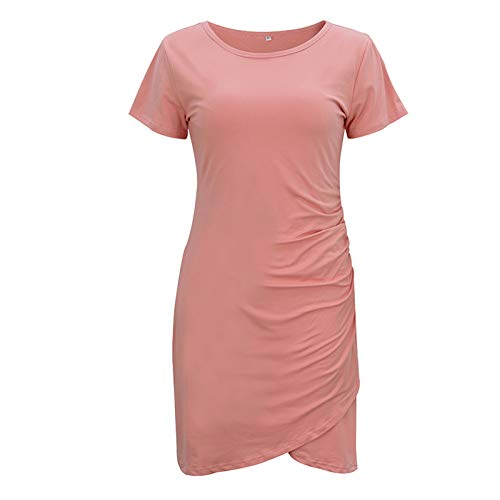 SLYZ Tendencias De La Moda De Primavera Y Verano De Las Mujeres Europeas Y Americanas Vestido De Mujer De Manga Corta con Cintura Plisada Entallada