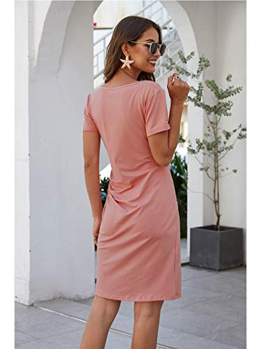 SLYZ Tendencias De La Moda De Primavera Y Verano De Las Mujeres Europeas Y Americanas Vestido De Mujer De Manga Corta con Cintura Plisada Entallada