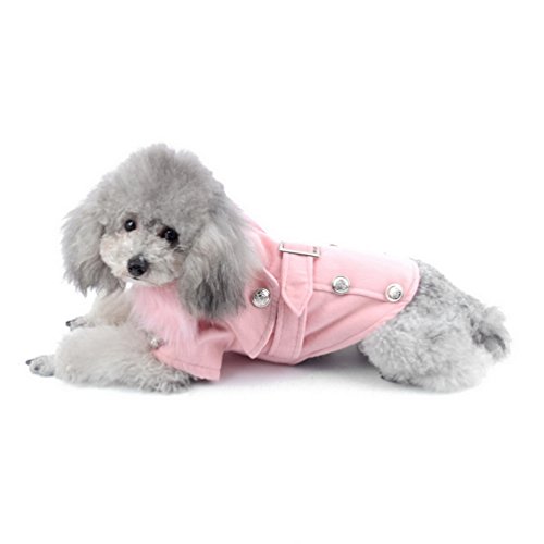 smalllee_lucky_store - Abrigo con Cuello de Pelo de Lana para pequeños Gatos o Perros, Talla X, Color Rosa