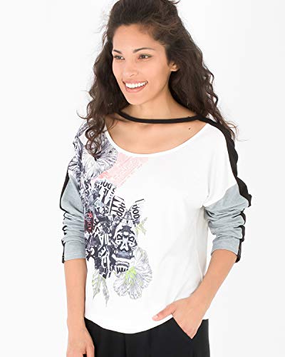 Smash! Camiseta de Estilo Casual Deportiva con Estampado Posicional Floral Camiseta de Manga Larga con Cuello Redondo para Mujer T-Shirt Penelope