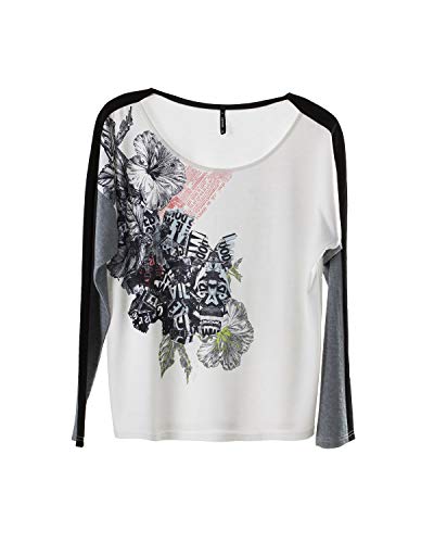 Smash! Camiseta de Estilo Casual Deportiva con Estampado Posicional Floral Camiseta de Manga Larga con Cuello Redondo para Mujer T-Shirt Penelope