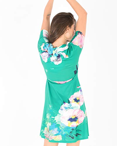 Smash! Vestido Corto de Fiesta con Estampado Floral Vestido con Escote en Pico y Manga Corta de Mujer para Verano Dress Diana