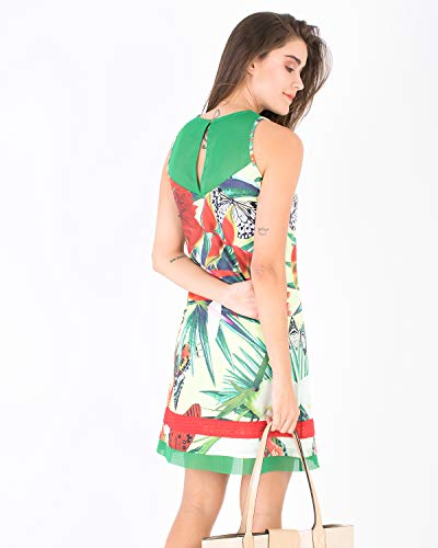 Smash! Vestido Estampado Flores Mujer de Verano Cuello Redondo Vestido Corto Estampado de Playa de Verano para Mujer sin Mangas Dress Gloria