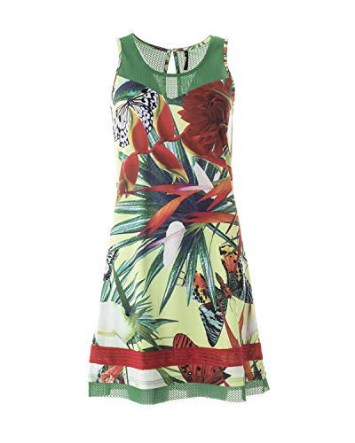 Smash! Vestido Estampado Flores Mujer de Verano Cuello Redondo Vestido Corto Estampado de Playa de Verano para Mujer sin Mangas Dress Gloria