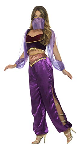 Smiffys-24702XS Disfraz de Princesa árabe, con Pantalones, Camiseta y Velo, Color púrpura, XS-EU Tamaño 32-34 (Smiffy'S 24702XS)
