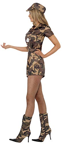 Smiffys-28864X1 Disfraz de Mujer Soldado Sexy, Camuflaje, con Mono de Pantalones Cortos, cinturó, Color, XL-EU Tamaño 48-50 (Smiffy'S 28864X1)