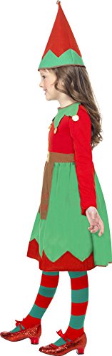 Smiffy'S 39104L Disfraz Infantil De Ayudanta De Papá Noel Con Vestido Y Gorro, Rojo / Verde, L - Edad 10-12 Años