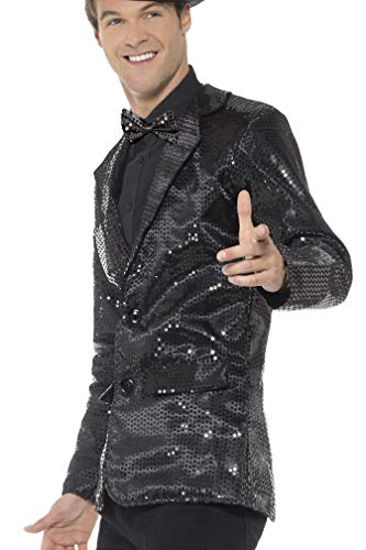Smiffys Chaqueta de lentejuelas, negro, para hombre, L - Tamaño 42"-44" , color/modelo surtido