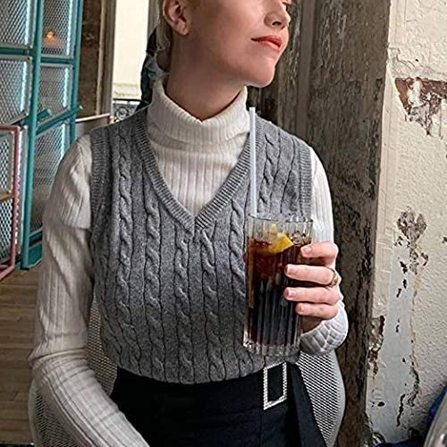 SMIMGO - Suéter de punto sin mangas para mujer, chaleco con diseño a cuadros, estilo Y2K