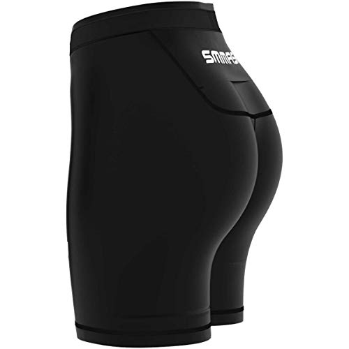 SMMASH Black Deportivo Pantalones Cortos para Mujer, Mallas Running Mujer, Gimnasio, Crossfit, Gym, Outdoor, Material Transpirable y Antibacteriano, (M)