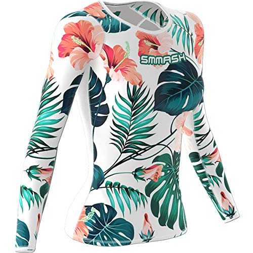 SMMASH Hawaii Womens Long Sleeve Compression Tops, Breathable and Light, Functional Thermal Shirt for Crossfit, Fitness, Yoga, Gym, Running, Sport Long Sleeved, Antibacterial Material…