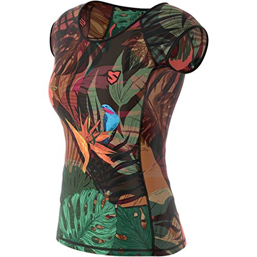 SMMASH Jungle Fever Camiseta Deporte de Manga Corta para Mujer, Ropa Deportiva Mujer para Fitness, Yoga, Formación, Crossfit, Material Transpirable y Antibacteriano, (L)