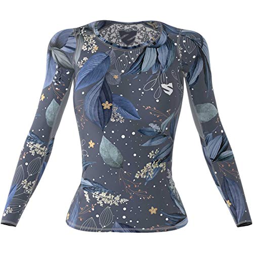SMMASH Winter Leaves Womens Long Sleeve Compression Tops, Breathable and Light, Functional Thermal Shirt for Crossfit, Fitness, Yoga, Gym, Running, Sport Long Sleeved, Antibacterial Material…