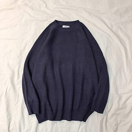 SMZNXF Suéter 2019 Otoño e Invierno Versión Coreana de la Nueva Tendencia de Estudiantes Sueltos para Hombres Pareja Harajuku Jersey de Punto de Color sólido, Violeta, XXL