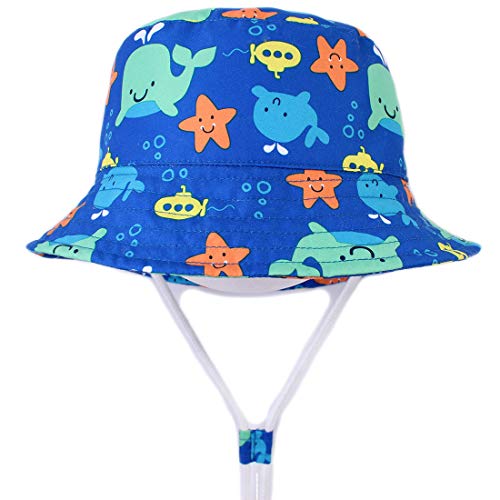 Snyemio Sombrero Niño Pescador para Bebé Primavera Verano Gorra de Protectora del Sol para Playa Viajes (Azul, 48cm)