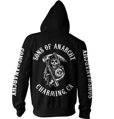 SOA Full CA Backprint Zip Hood (Black), XX-Large