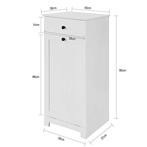 SoBuy BZR21-W Cesto para Ropa Sucia,Amario para Baño,40x38x90 cm, ES (Blanco)