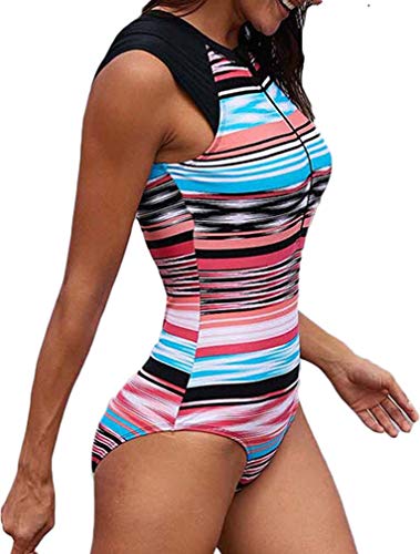 Socluer Traje de baño Monokini Nautical Sports Padded Slim Fit una Pieza de Surf con Cremallera Frontal