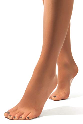 sofsy Encaje a la altura del Muslo con sostenedor de Nylon Pantyhose y medias de silicona Top 15 Den Natural 6 - XX-Large