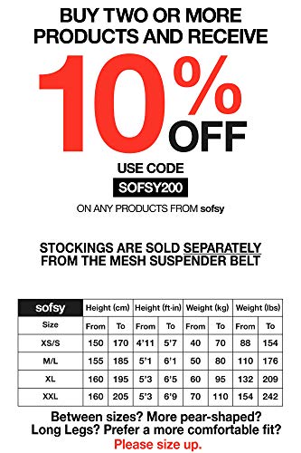 sofsy Medias Altas al Muslo con Encaje Escarpado para Liguero y Correa suspensora 15 Den (Liguero no Incluido) Negras Black 5 - X-Large