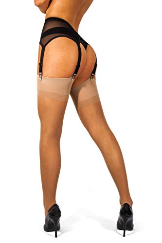 sofsy Medias Sheer Thong de Garter y cinturones de ligueros Plain 15 Den [Hechos en Italia] (El liguero se vende por separado de las medias) Natural 2 - Small