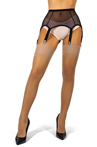 sofsy Medias Sheer Thong de Garter y cinturones de ligueros Plain 15 Den [Hechos en Italia] (El liguero se vende por separado de las medias) Natural 2 - Small