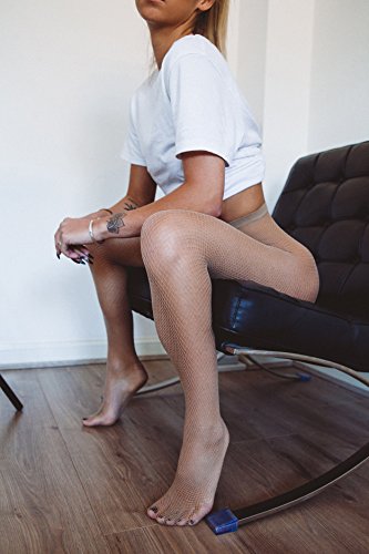 sofsy Pantimedia de Red de Redecilla de Pesca de Rejilla Tight High Cintura Medias de Red de Nylon Natural 3/4 - Medium/Large