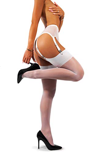 sofsy Suspensores de Malla/Liguero con Correas y Clips para Medias Ligas (El Liguero se Vende por Separado de Las Medias) Boda Nupcial Luna de Miel White 3 - Medium