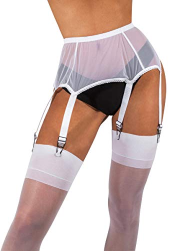 sofsy Suspensores de Malla/Liguero con Correas y Clips para Medias Ligas (El Liguero se Vende por Separado de Las Medias) Boda Nupcial Luna de Miel White 3 - Medium