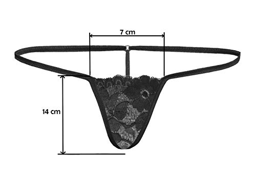 Sohimary 459 Mini Tanga String Encaje Mujer XS S M L 34 36 38 40 Negro