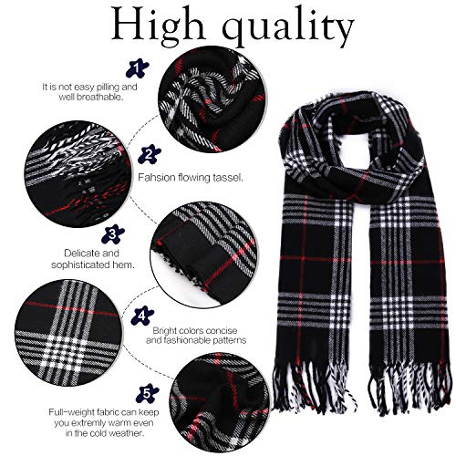 SOJOS Bufanda Clásica Tela Escocesa Cuadro Unisex Mujer Hombre Caliente Manta Suave Tartan Cashmere SC310 Negro