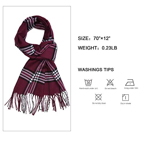 SOJOS Bufanda Clásica Tela Escocesa Cuadro Unisex Mujer Hombre Caliente Manta Suave Tartan Cashmere SC310 Rojo