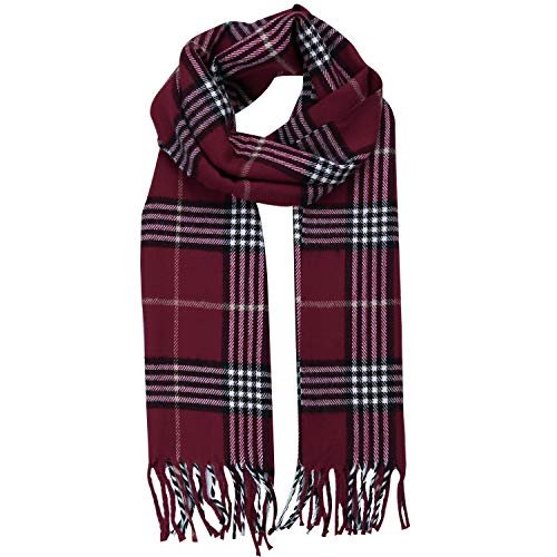 SOJOS Bufanda Clásica Tela Escocesa Cuadro Unisex Mujer Hombre Caliente Manta Suave Tartan Cashmere SC310 Rojo