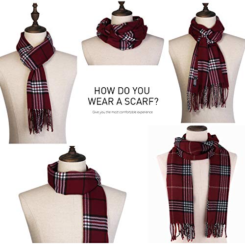 SOJOS Bufanda Clásica Tela Escocesa Cuadro Unisex Mujer Hombre Caliente Manta Suave Tartan Cashmere SC310 Rojo