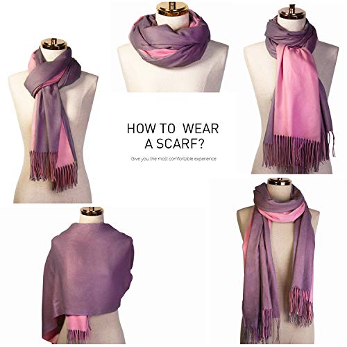 SOJOS Bufanda Fular Reversible Otoño Invierno Tela Suave Caliente Lana Fashion Colorido SC302 Rosa/Gris