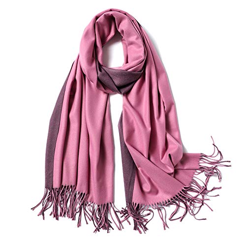 SOJOS Bufanda Fular Reversible Otoño Invierno Tela Suave Caliente Lana Fashion Colorido SC302 Rosa/Gris