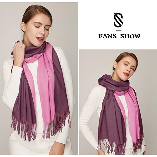 SOJOS Bufanda Fular Reversible Otoño Invierno Tela Suave Caliente Lana Fashion Colorido SC302 Rosa/Gris