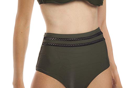 SOL Y PLAYA - Conjunto Bikini triangulo Halter Bandeau Push up con aro Braga Alta diseño Sexy Efecto Transparencias Moderno para Mujer Chica señora (42 - L, Verde Pistacho)