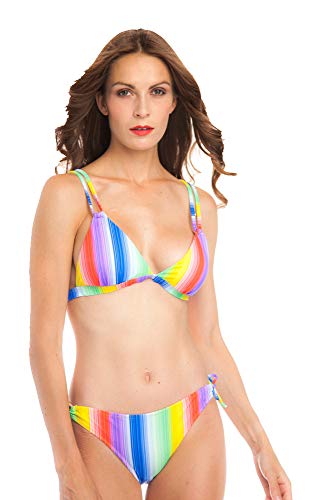 SOL Y PLAYA - Conjunto Bikini triangulo sin aro Doble Tirantes Braga estándar Moderno para Mujer Chica (40 - M, Multicolor)