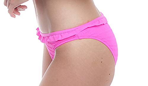 SOL Y PLAYA -Set de Bikini Halter Braguita Cintura Ancha Adorno Volantes pequeños Modernos para Mujer Chica Adolescente (34 - XXS, Rosita)