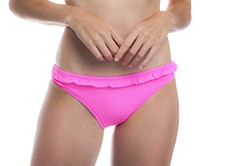 SOL Y PLAYA -Set de Bikini Halter Braguita Cintura Ancha Adorno Volantes pequeños Modernos para Mujer Chica Adolescente (34 - XXS, Rosita)