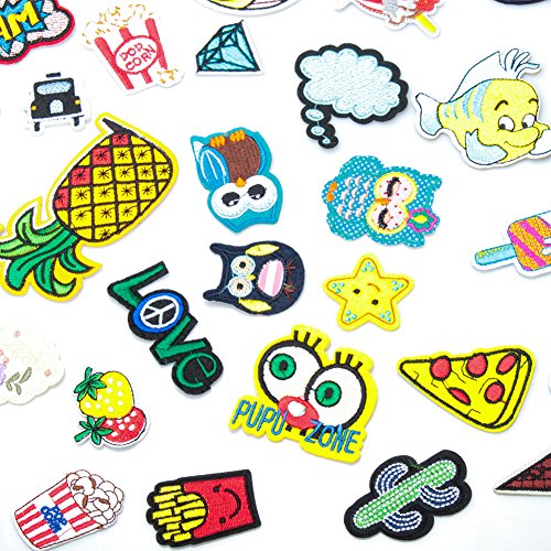 Soleebee Mezcla Applique Parches Bordado A Mano Termoadhesivos Planchado o Cosido Para Decoración De Ropa/Bolsa/Sombrero (Paquete de 30)