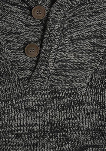 !Solid Praktik Jersey De Punto Suéter Sudadera De Punto Grueso con Capucha para Hombre con Cuello Cruzado De 100% algodón, tamaño:M, Color:Black (9000)