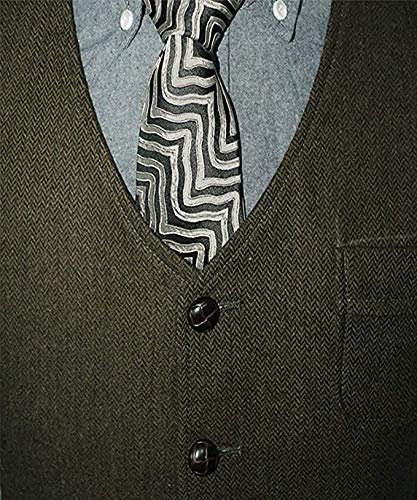 Solove-Suit Chaleco de lana de tweed para hombre, corte ajustado, para boda a medida marrón claro M