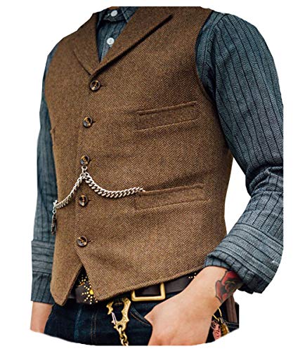 Solove-Suit. Chaleco de traje clásico para hombre, patrón en espiga, corte entallado, solapa de punto - blanco - XXX-Large