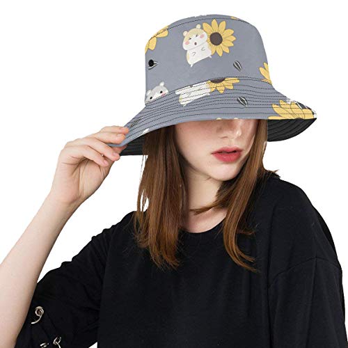 Sombrero al Aire Libre para Mujeres Mascotas hambrientas de hámsteres de Felpa Verano Unisex Pesca Sun Top Sombreros de Cubo para Adolescentes Mujeres Gorra de Pescador Deporte al Aire Libre